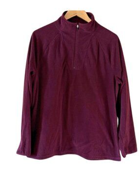 ddie Bauer Plum Fleece Quarter Zip Pullover Women’s L/XL Cozy Outdoor Layer